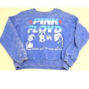 Pink Floyd Dark Side Moon Sweatshirt Blue Acid Wash Band Graphic M